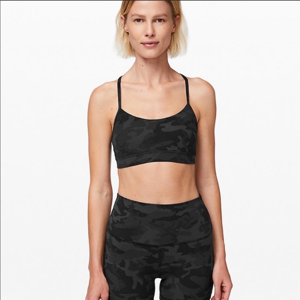 Lululemon Flow Y bra in black/grey camo SIZE 2